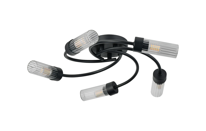 Load image into Gallery viewer, C-Lighting Babeny Flush Ceiling, 5 Light G9, IP44, Satin Black/Clear Glass - 59818
