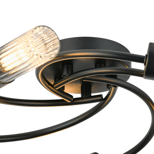 C-Lighting Babeny Flush Ceiling, 5 Light G9, IP44, Satin Black/Clear Glass - 59818