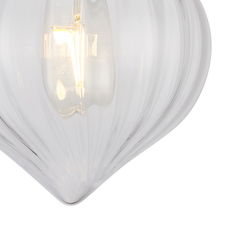 Load image into Gallery viewer, C-Lighting Capton Flush Fitting With Flower Bud Shade 1 x E27, Polished Nickel/Clear - 59832
