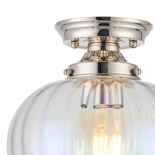 C-Lighting Capton Flush Fitting With Flower Bud Shade 1 x E27, Polished Nickel/Iridescent Faded - 59833