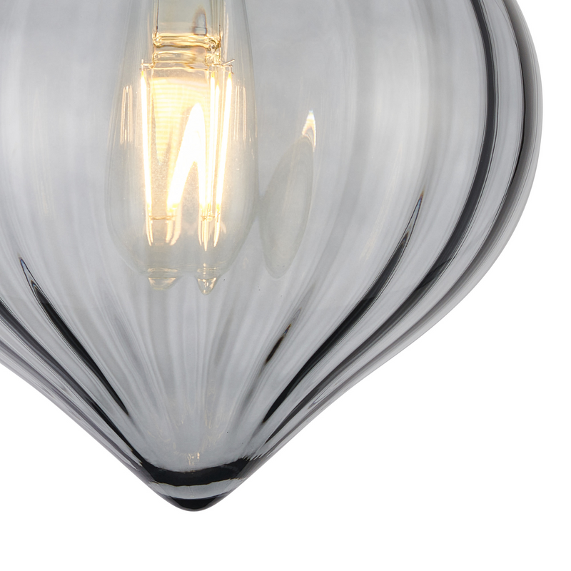 Load image into Gallery viewer, C-Lighting Capton Flush Fitting With Flower Bud Shade 1 x E27, Polished Nickel/Smoke - 59834
