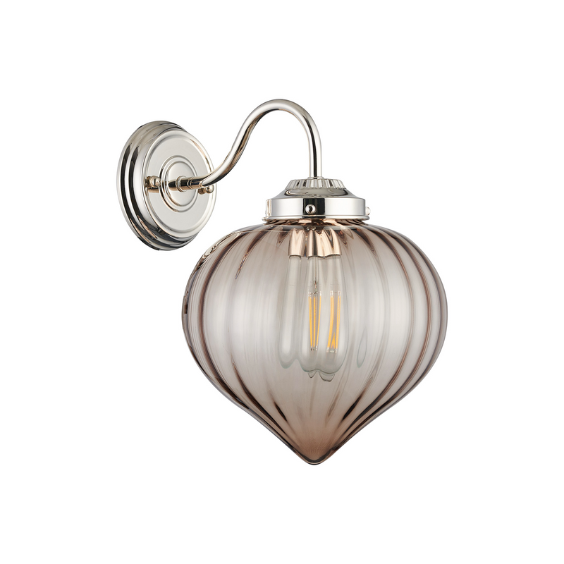 Load image into Gallery viewer, C-Lighting Capton Wall Light With Flower Bud Shade 1 x E27, Polished Nickel/Cognac - 59835

