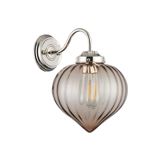 C-Lighting Capton Wall Light With Flower Bud Shade 1 x E27, Polished Nickel/Cognac - 59835