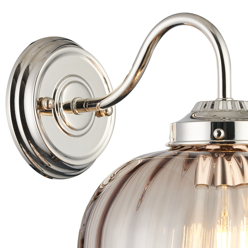 Load image into Gallery viewer, C-Lighting Capton Wall Light With Flower Bud Shade 1 x E27, Polished Nickel/Cognac - 59835
