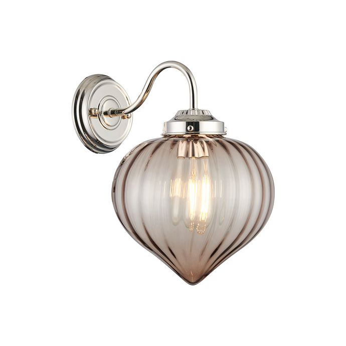 C-Lighting Capton Wall Light With Flower Bud Shade 1 x E27, Polished Nickel/Cognac - 59835