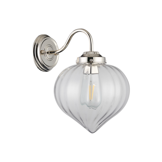 C-Lighting Capton Wall Light With Flower Bud Shade 1 x E27, Polished Nickel/Clear - 59836
