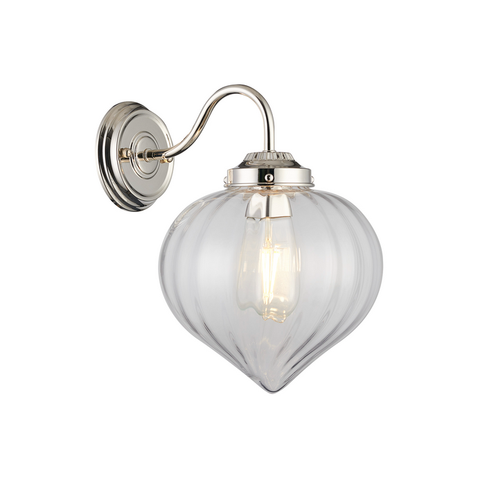 C-Lighting Capton Wall Light With Flower Bud Shade 1 x E27, Polished Nickel/Clear - 59836