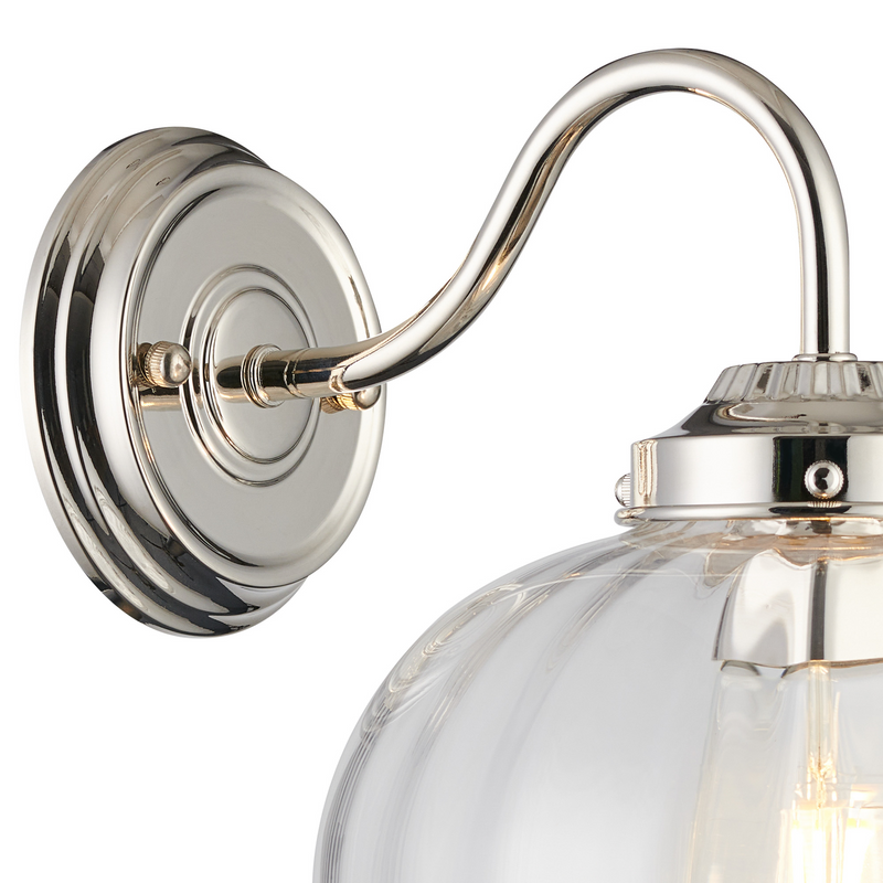 Load image into Gallery viewer, C-Lighting Capton Wall Light With Flower Bud Shade 1 x E27, Polished Nickel/Clear - 59836
