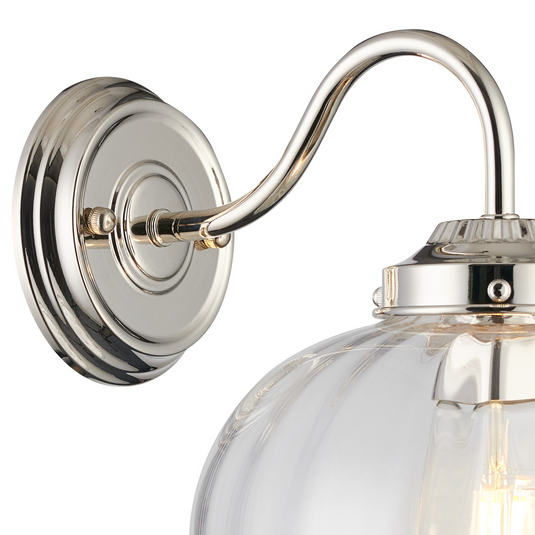 C-Lighting Capton Wall Light With Flower Bud Shade 1 x E27, Polished Nickel/Clear - 59836