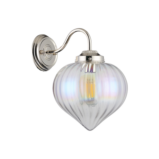 C-Lighting Capton Wall Light With Flower Bud Shade 1 x E27, Polished Nickel/Iridescent Faded - 59837