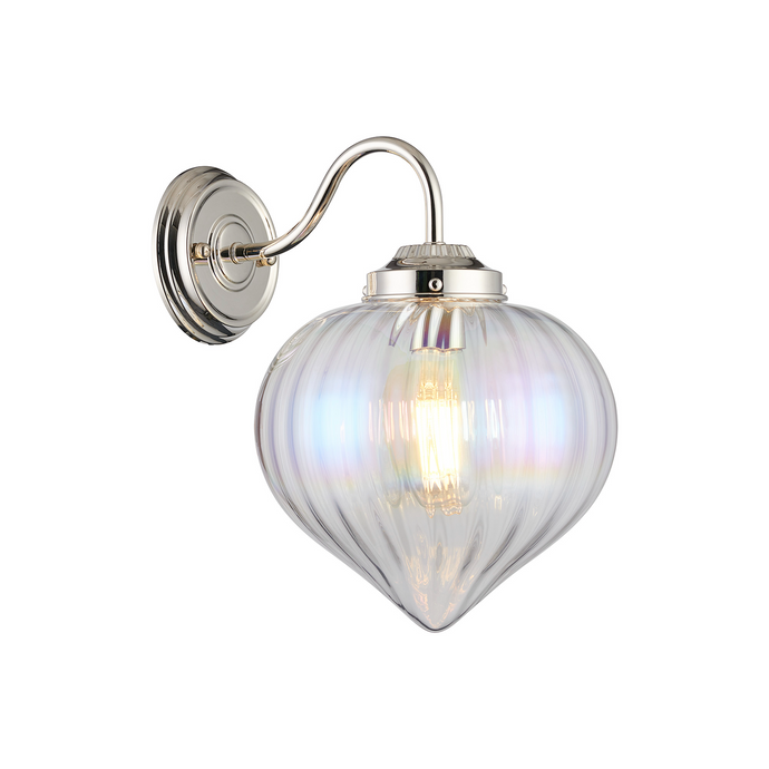 C-Lighting Capton Wall Light With Flower Bud Shade 1 x E27, Polished Nickel/Iridescent Faded - 59837