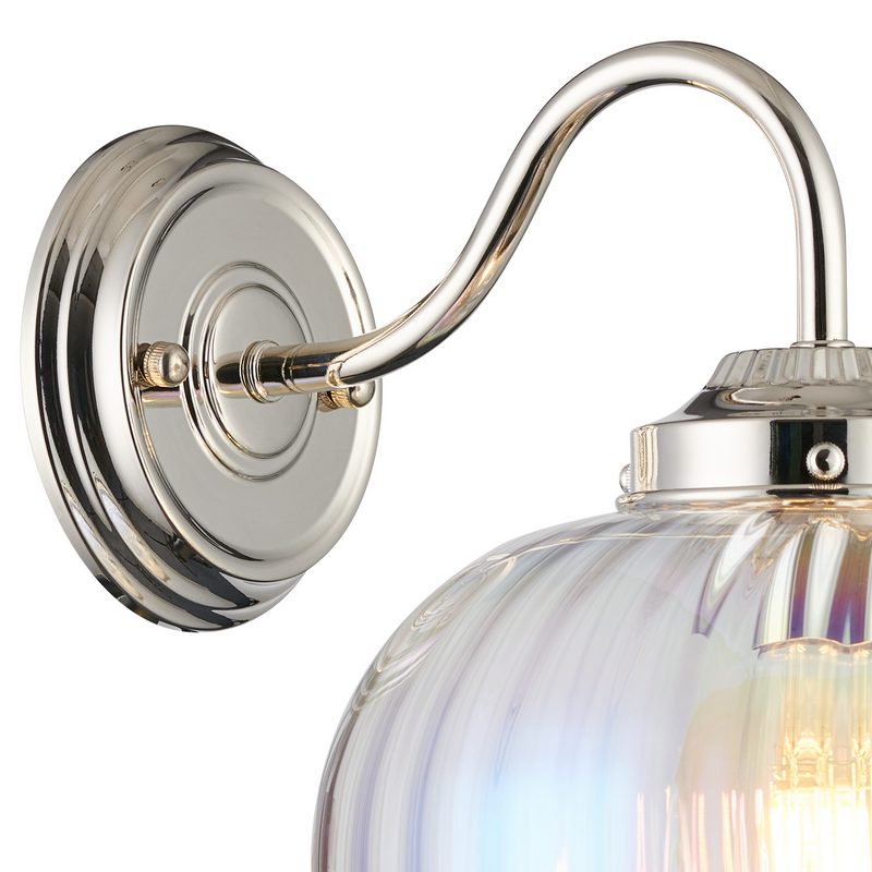 Load image into Gallery viewer, C-Lighting Capton Wall Light With Flower Bud Shade 1 x E27, Polished Nickel/Iridescent Faded - 59837

