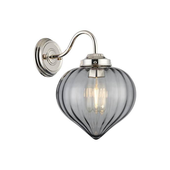 C-Lighting Capton Wall Light With Flower Bud Shade 1 x E27, Polished Nickel/Smoke - 59838
