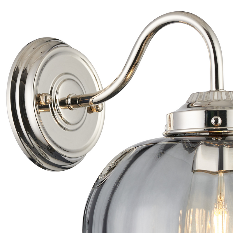 Load image into Gallery viewer, C-Lighting Capton Wall Light With Flower Bud Shade 1 x E27, Polished Nickel/Smoke - 59838
