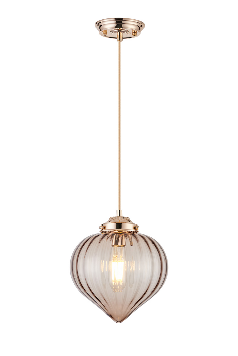 Load image into Gallery viewer, C-Lighting Capton Single Pendant With Flower Bud Shade 1 x E27, French Gold/Gold Braided Cable/Cognac - 59840
