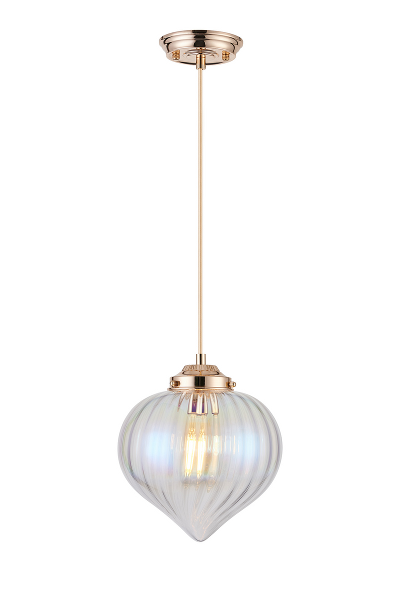 Load image into Gallery viewer, C-Lighting Capton Single Pendant With Flower Bud Shade 1 x E27, French Gold/Gold Braided Cable/Iridescent Faded - 59841
