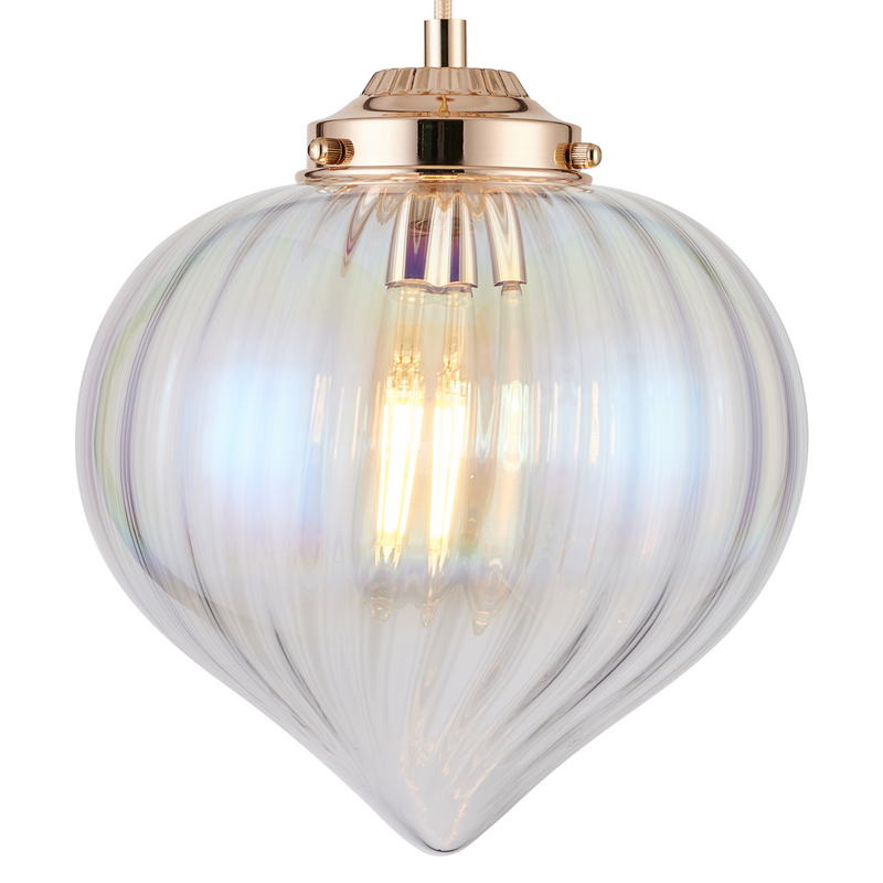 Load image into Gallery viewer, C-Lighting Capton Single Pendant With Flower Bud Shade 1 x E27, French Gold/Gold Braided Cable/Iridescent Faded - 59841
