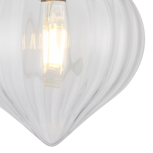 C-Lighting Capton Flush Fitting With Flower Bud Shade 1 x E27, French Gold/Clear - 59843