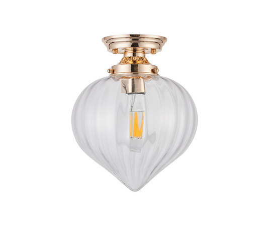 C-Lighting Capton Flush Fitting With Flower Bud Shade 1 x E27, French Gold/Clear - 59843