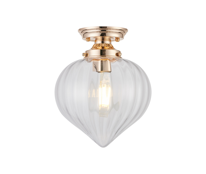 C-Lighting Capton Flush Fitting With Flower Bud Shade 1 x E27, French Gold/Clear - 59843