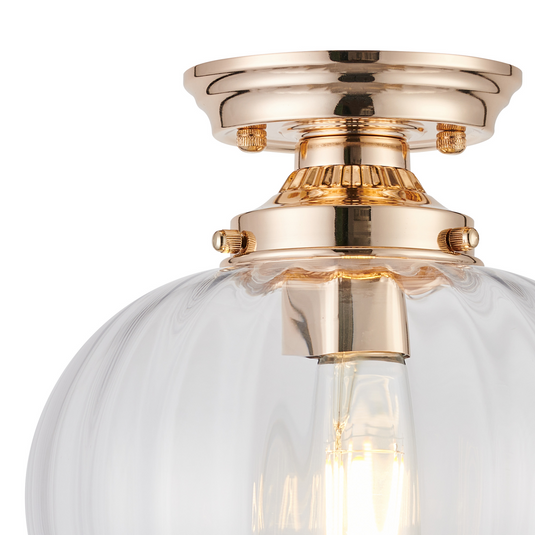 C-Lighting Capton Flush Fitting With Flower Bud Shade 1 x E27, French Gold/Clear - 59843