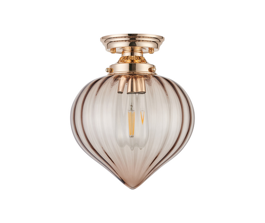 C-Lighting Capton Flush Fitting With Flower Bud Shade 1 x E27, French Gold/Cognac - 59844