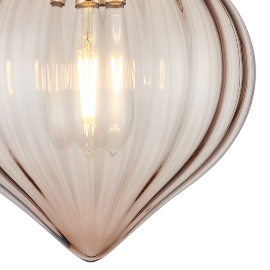 C-Lighting Capton Flush Fitting With Flower Bud Shade 1 x E27, French Gold/Cognac - 59844