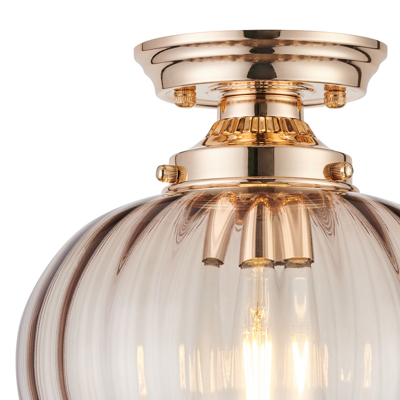 Load image into Gallery viewer, C-Lighting Capton Flush Fitting With Flower Bud Shade 1 x E27, French Gold/Cognac - 59844
