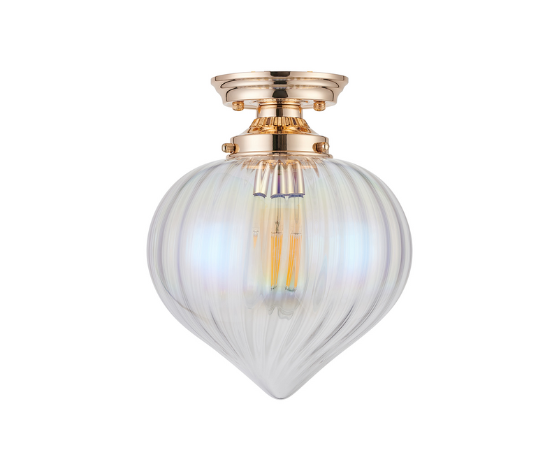 Load image into Gallery viewer, C-Lighting Capton Flush Fitting With Flower Bud Shade 1 x E27, French Gold/Iridescent - 59845
