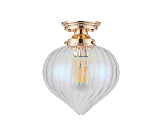 C-Lighting Capton Flush Fitting With Flower Bud Shade 1 x E27, French Gold/Iridescent - 59845