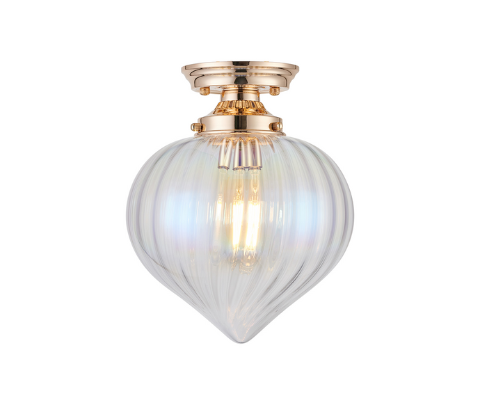 C-Lighting Capton Flush Fitting With Flower Bud Shade 1 x E27, French Gold/Iridescent - 59845