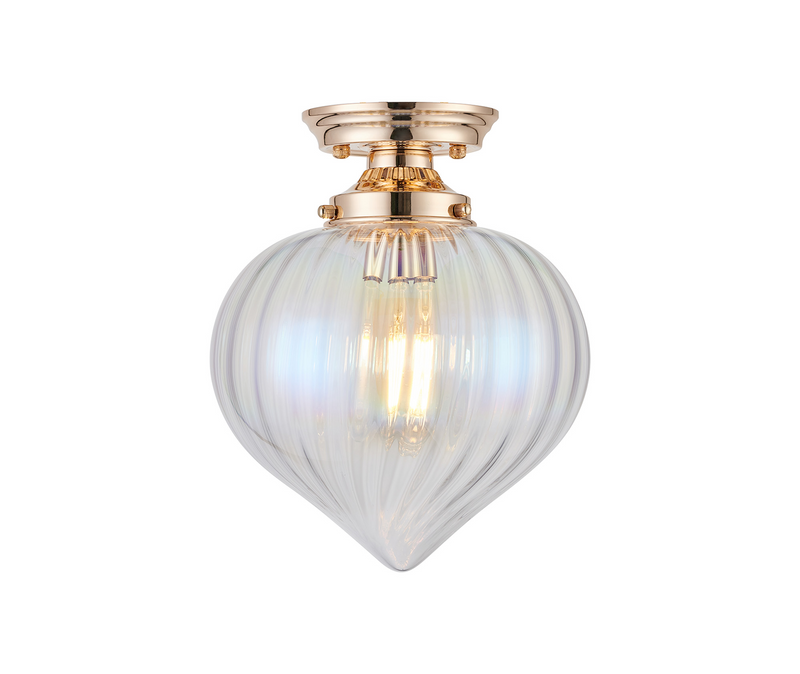 Load image into Gallery viewer, C-Lighting Capton Flush Fitting With Flower Bud Shade 1 x E27, French Gold/Iridescent - 59845
