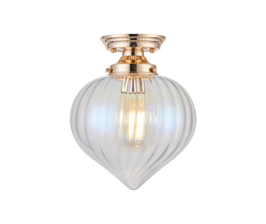 C-Lighting Capton Flush Fitting With Flower Bud Shade 1 x E27, French Gold/Iridescent - 59845