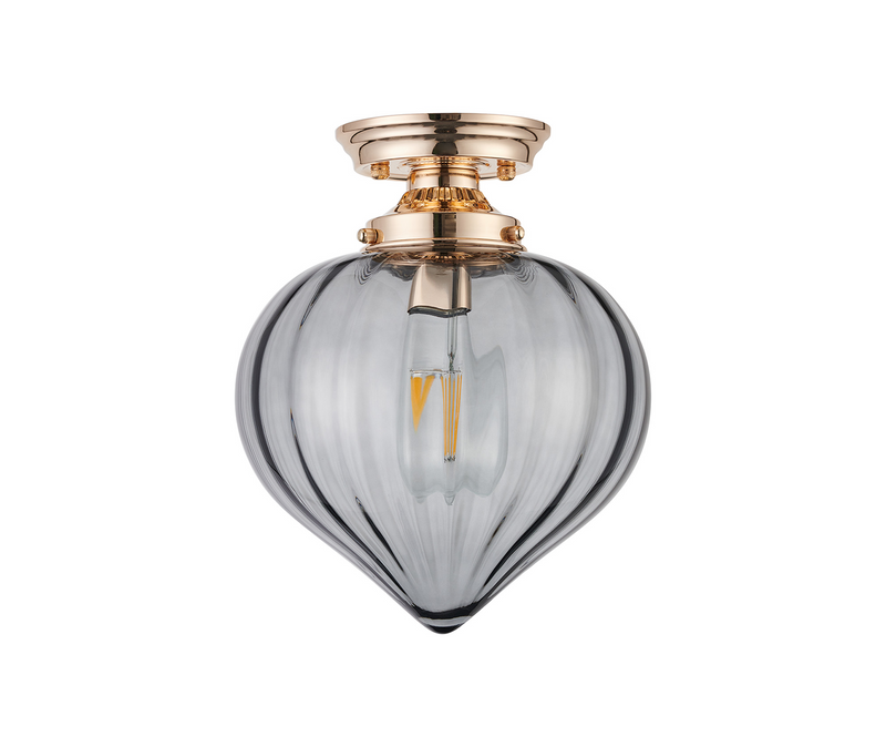 Load image into Gallery viewer, C-Lighting Capton Flush Fitting With Flower Bud Shade 1 x E27, French Gold/Smoke - 59846
