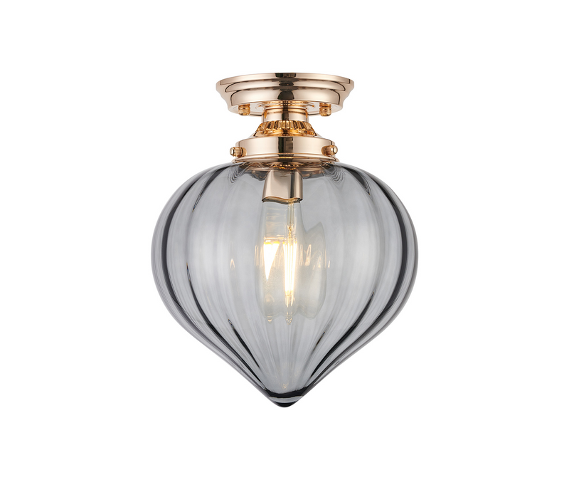 Load image into Gallery viewer, C-Lighting Capton Flush Fitting With Flower Bud Shade 1 x E27, French Gold/Smoke - 59846
