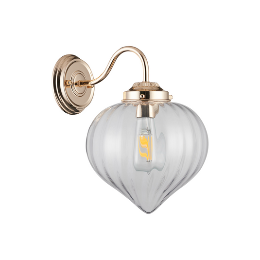 C-Lighting Capton Wall Light With Flower Bud Shade 1 x E27, French Gold/Clear - 59847