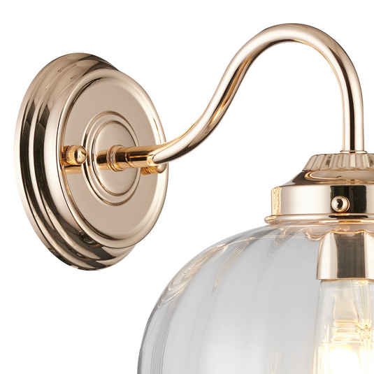C-Lighting Capton Wall Light With Flower Bud Shade 1 x E27, French Gold/Clear - 59847