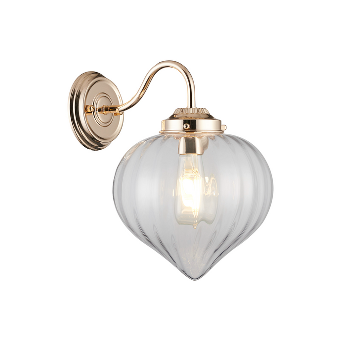 C-Lighting Capton Wall Light With Flower Bud Shade 1 x E27, French Gold/Clear - 59847