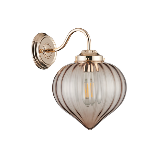 C-Lighting Capton Wall Light With Flower Bud Shade 1 x E27, French Gold/Cognac - 59848