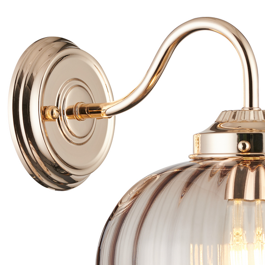 C-Lighting Capton Wall Light With Flower Bud Shade 1 x E27, French Gold/Cognac - 59848