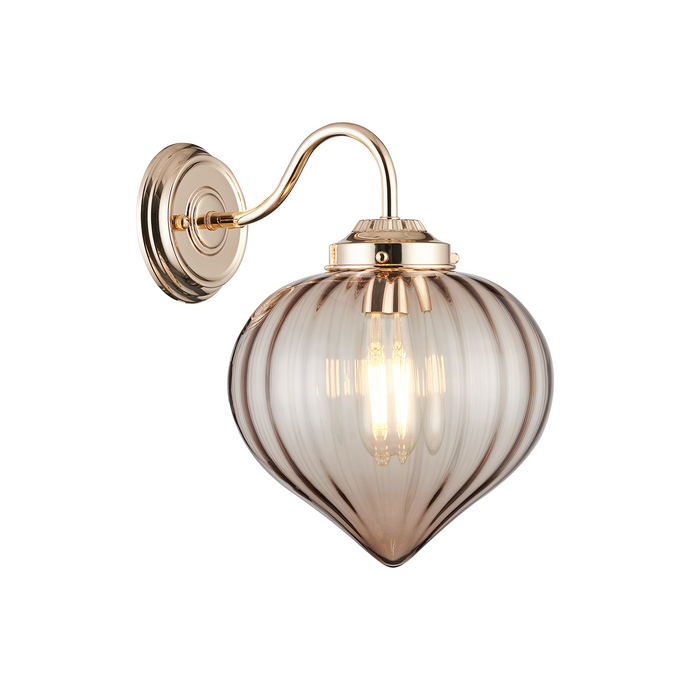 C-Lighting Capton Wall Light With Flower Bud Shade 1 x E27, French Gold/Cognac - 59848