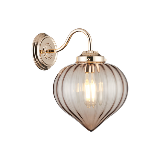 C-Lighting Capton Wall Light With Flower Bud Shade 1 x E27, French Gold/Cognac - 59848