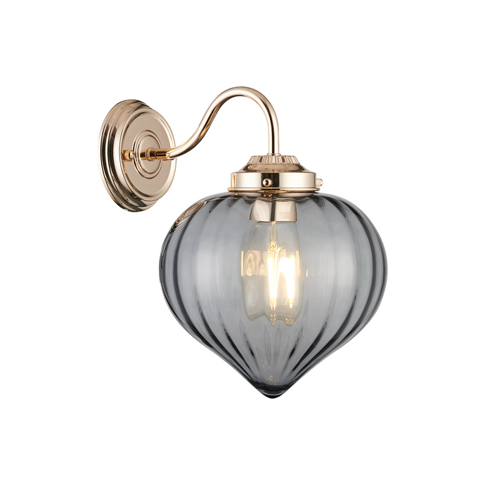 C-Lighting Capton Wall Light With Flower Bud Shade 1 x E27, French Gold/Smoke - 59850