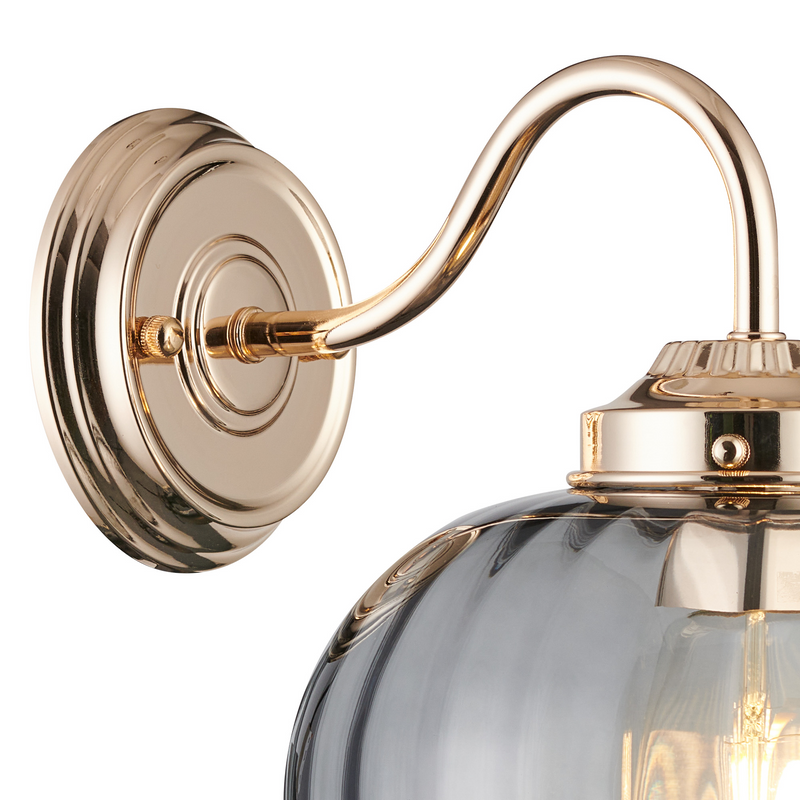 Load image into Gallery viewer, C-Lighting Capton Wall Light With Flower Bud Shade 1 x E27, French Gold/Smoke - 59850
