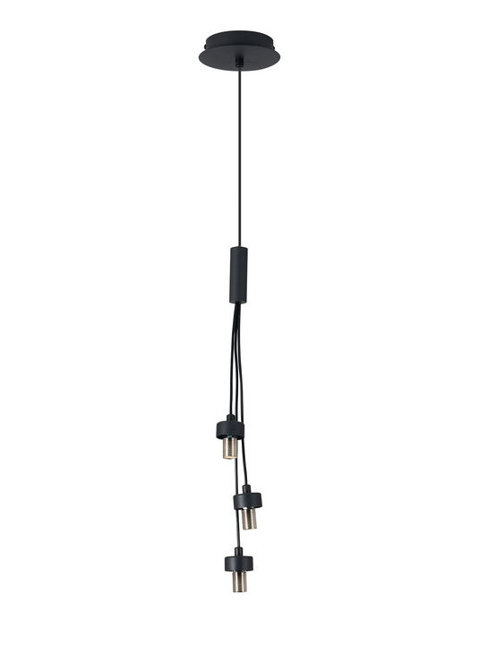 C-Lighting Capel Satin Black 3 Light G9 Universal 2m 1 Drop Cluster Pendant, Suitable For A Vast Selection Of Glass - 59856