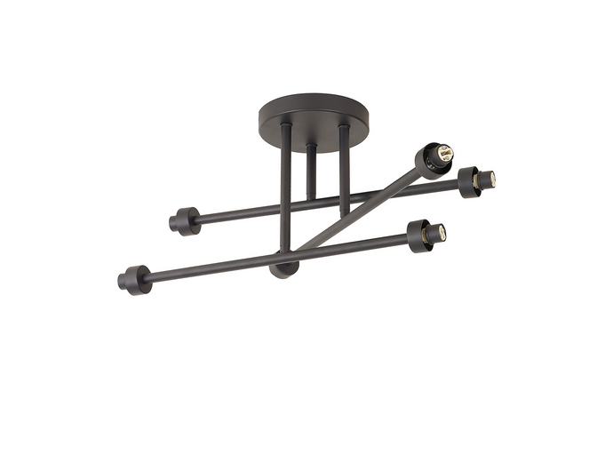 C-Lighting Capel Satin Black 6 Light G9 Universal Crossed Arm Semi Flush Light, Suitable For A Vast Selection Of Glass Shades - 59859