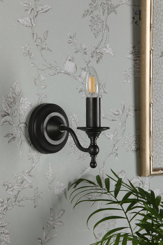 Laura Ashley LA3756243-Q Ludchurch Single Wall Light Industrial Black Bracket Only - 61561