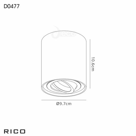 Deco D0477 Rico Adjustable Cylinder Spotlight, 1 Light GU10, Sand White - 48250