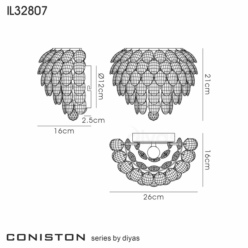 Load image into Gallery viewer, Diyas IL32807 Coniston Wall Lamp, 1 Light E14, French Gold/Crystal
