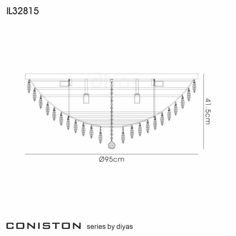Load image into Gallery viewer, Diyas IL32815 Coniston Flush Ceiling, 15 Light E14, Polished Chrome/Crystal
